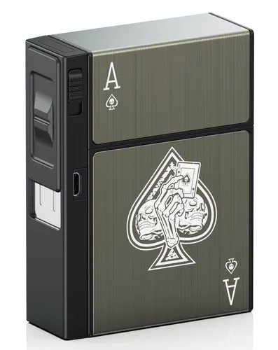 Miniatura 2 de Estuche de cigarrillos con encendedor tamaño King para hombres y mujeres, as de espadas