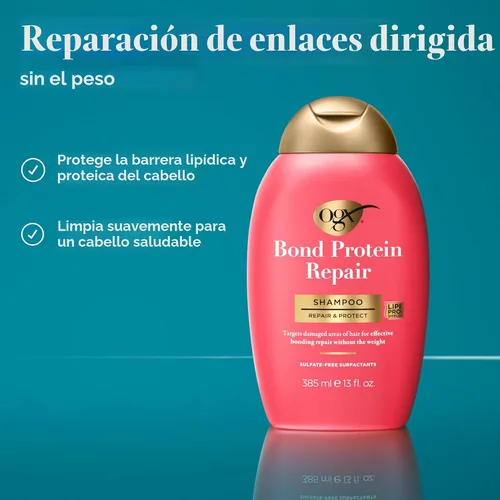 Miniatura 2 de OGX Repair & Protect Bond - Champú reparador de proteínas, lavado ligero para el cabello que limpia y dirige el cabello dañado para una reparación