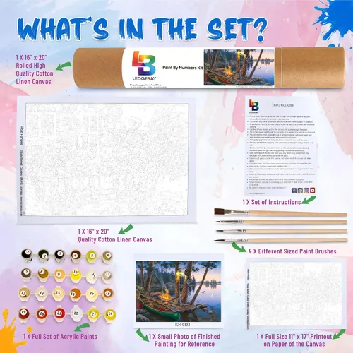 Miniatura 2 de Ledgebay Kit de Pintura por Números DIY para Adultos Lienzo Sin Marco: Kit de Pintura por Números de Principiante a Avanzado, los Kits Incluyen
