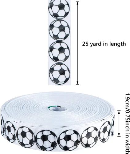 Miniatura 2 de Boao 1 cinta de fútbol de 25 yardas, diseño deportivo de grogrén, patrón de fútbol con cable para envoltura de paquetes de regalo, diseño floral