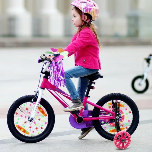 Miniatura 6 de Ruedas de entrenamiento de bicicleta para niños, ruedas de entrenamiento de bicicleta rosa para 12, 14, 16, 18, 20 pulgadas, ruedas de entrenamiento