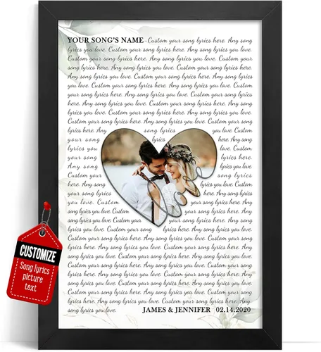 Miniatura 34 de VICILO Póster Enmarcado con Letras de Canción Personalizadas, Regalo para Padres, Acordes de Canción Perfectos, Pareja, 50° Aniversario de Boda