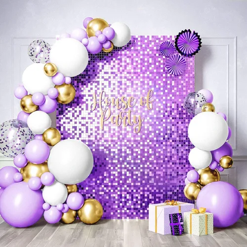 HOUSE OF PARTY Fondo de pared brillante, 24 paneles cuadrados de lentejuelas para pared, decoración de pared para decoración de cumpleaños, boda y