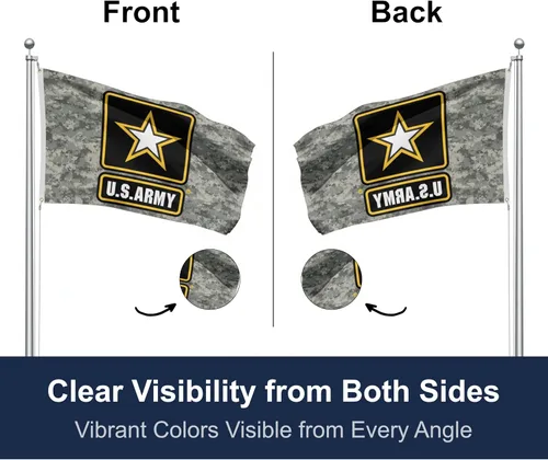 Miniatura 2 de Bandera para exteriores de SSK de poliéster resistente al clima por ambos lados. Tamaño grande: 3 pies por 5 pies, camuflaje (Army Star (Camo))