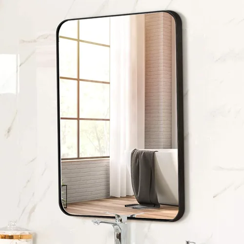 Miniatura 6 de Black 22 "x30 Metal Rectangular Bathroom Wall Mirror