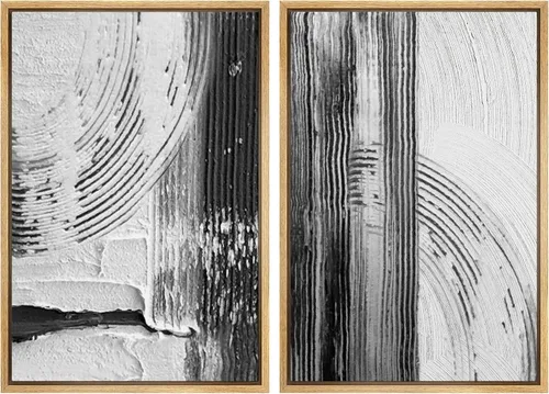 Miniatura 75 de SIGNWIN Lienzo enmarcado para pared, ilustraciones abstractas texturizadas en tonos beige terrosos, arte moderno, decorativo, contemporáneo