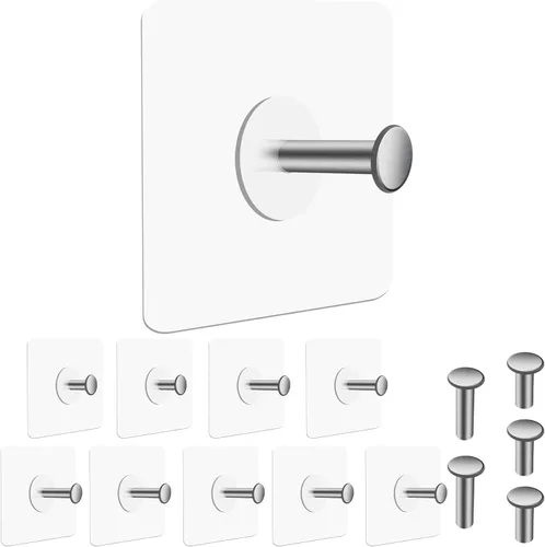 YOLOPLUS+ 10 ganchos adhesivos de pared, ganchos adhesivos para colgar en la pared, ganchos adhesivos resistentes para fotos, sombreros, llaves,