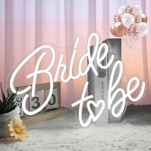 Letrero de neón para futura novia, luces de neón LED blancas USB, luces de neón para boda, luces para despedida de soltera, compromiso, fiesta de