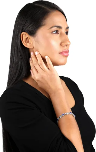 Miniatura 17 de American West Jewelry Pulsera de plata de ley con piedras preciosas de eslabones de concha, tallas pequeñas a grandes