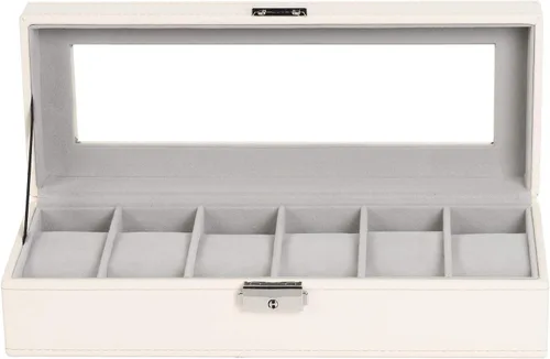Miniatura 3 de NEX Caja de reloj organizador para hombres, de piel sintética superior de cristal para el almacenamiento de relojes