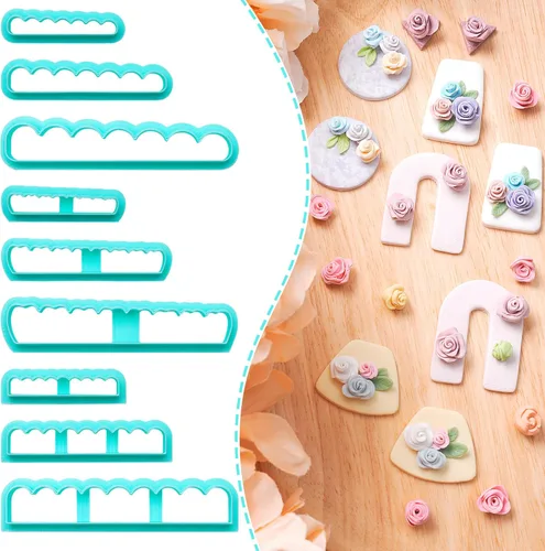 TAINSKY Cortador de arcilla polimérica floral rodante 3D, 9 piezas DIY creador de flores para joyería de arcilla polimérica