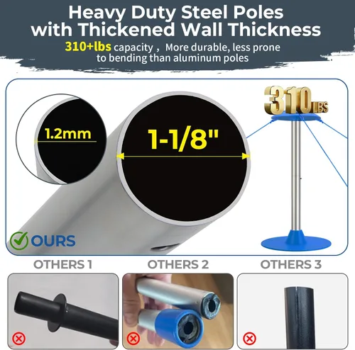 Miniatura 4 de Sistemas de postes de soporte para cubierta de barco con cuerdas de polietileno anti-UV y base de ABS de 9 pulgadas, poste de soporte altamente Azul
