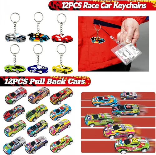 Miniatura 5 de CZWXOXO 122 piezas de regalos de fiesta de coches de carreras suministros de fiesta de cumpleaños para recompensas de aula, decoraciones