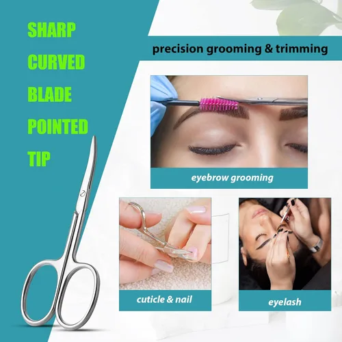Miniatura 8 de Tijeras pequeñas de aseo facial para hombres y mujeres, para cejas, pelo de nariz, bigote, barba, pestañas, kit de recortar orejas, tijeras