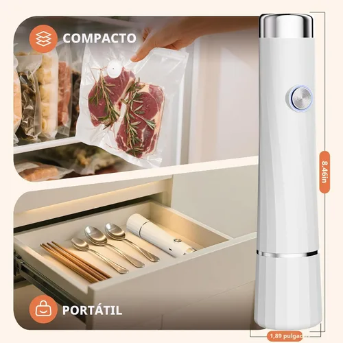 Miniatura 5 de Sellador al vacío para alimentos (selladores al vacío compactos + 30 bolsas de vacío reutilizables), potente sellador al vacío de mano