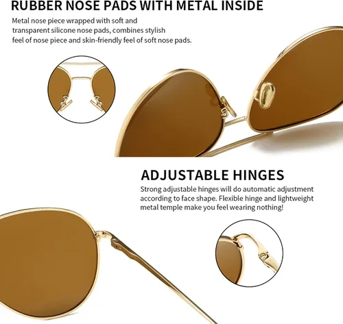 Miniatura 4 de SUNGAIT Women's Lightweight Oversized Aviator Sunglasses - Mirrored Polarized Lens
