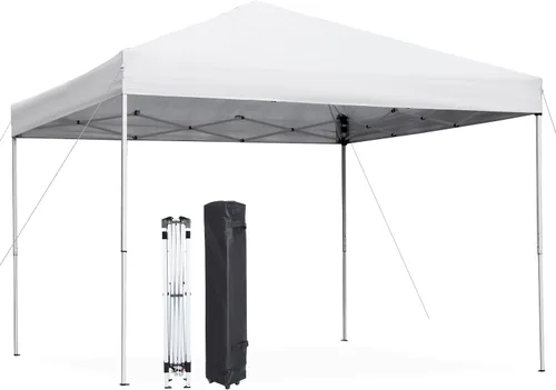 Miniatura 10 de Tienda de campaña desplegable de 10 x 10 pies, toldo instantáneo para exteriores con bolsa de transporte con ruedas, 4 cuerdas, patas rectas