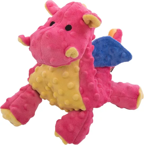Miniatura 6 de goDog - Juguete de dragón de peluche chirriante para perro, tecnología Chew Guard, color azul claro, tamaño pequeño