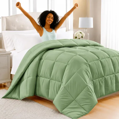 Miniatura 17 de LUX Décor - Edredón Queen de 88 x 88 pulgadas, relleno de edredón alternativo ultrasuave con pestañas de esquina y costuras de caja, ropa de cama