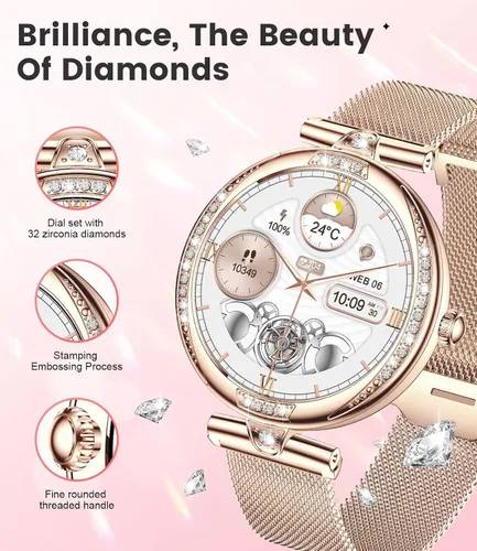 Miniatura 7 de Reloj inteligente 2025 para mujer con pantalla AMOLED de 1.19 pulgadas, (responder/hacer llamadas), reloj de fitness con más de 110 modos