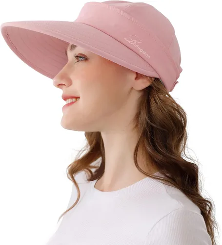 Miniatura 7 de Sombrero de sol para mujer, 2 en 1, con cremallera, protección solar, visera de playa, sombrero de golf plegable