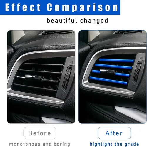 Miniatura 5 de Kewucn 20 PCS Tiras Decorativas para Rejillas de Aire Acondicionado de Coche, Impermeables y Flexibles para Decoración de Rejillas de Aire de Coche