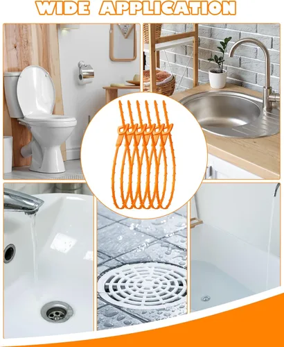 Miniatura 7 de Herramienta Serpiente para Fregadero de 25 Pulgadas para Eliminar Obstrucciones de Desagüe, Paquete de 6 Herramientas Limpiadoras de Desagüe