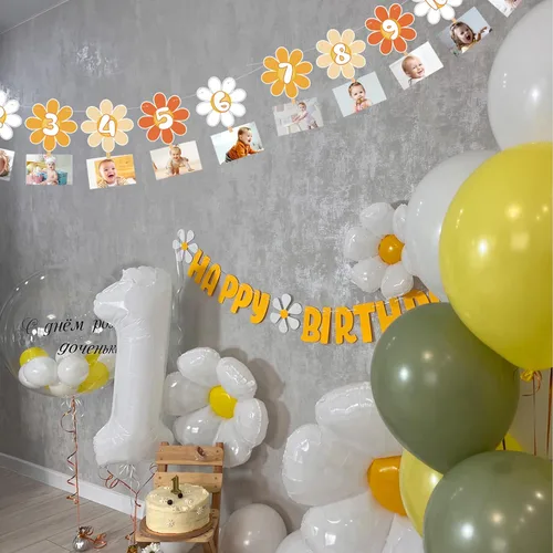 Miniatura 3 de Groovy One - Cartel de fotos de primer cumpleaños, decoración de fiesta bohemia con margaritas Groovy para baby shower, niña y niño, decoración