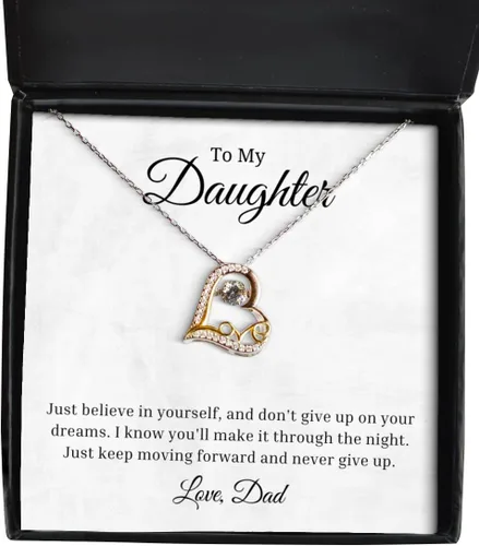 to My Daughter Love Dancing Necklace, Just Believe in Yourself and Don't Give Up On Your Dreams, Best Birthday Gifts, Inspirational Gifts, Message