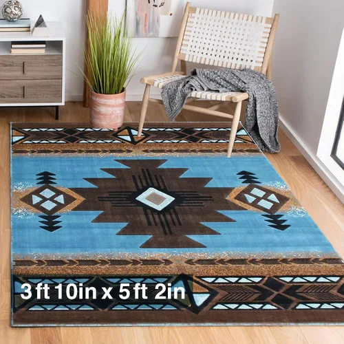 Miniatura 57 de YHSF South West - alfombra estilo nativo americano del suroeste C318 - fácil de limpiar, gruesa, suave, duradera, alfombra inspirada en tribus