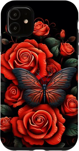 Miniatura 8 de Cute Butterfly Red Floral Flower Butterfly Rose Case for iPhone 17