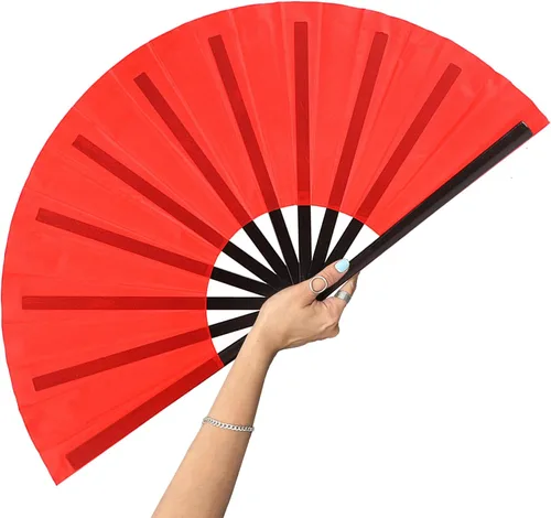 Miniatura 26 de Ventilador grande de 13 pulgadas para baile de línea, abanicos de mano para mujer, plegables, botas en el suelo, portátil para exteriores, boda