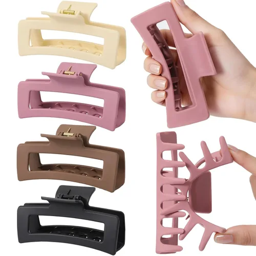 Miniatura 10 de Auseibeely 6 pinzas para el cabello a cuadros para mujer, 3.35 pulgadas, pinzas cuadradas medianas para cabello fino, bonitos accesorios