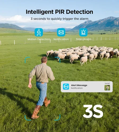 Miniatura 6 de Cámara de seguridad solar celular 4G LTE para exteriores: sin WiFi, cámara de seguridad alimentada por batería para exteriores, tarjeta SIM Cámara