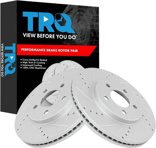 Miniatura 215 de TRQ Juego de rotores de freno de rendimiento trasero con revestimiento G premium compatible con Mazda 6 2014-2021