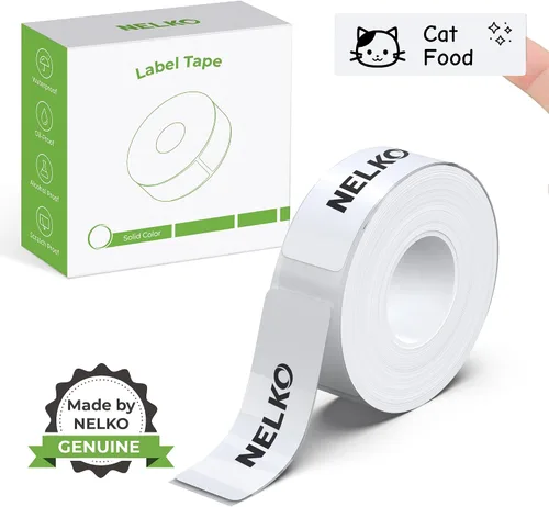Cinta para hacer etiquetas genuina Nelko P21, papel de impresión de etiquetas adaptado, 14x50mm (0.55"x1.97"), etiquetado laminado estándar de while