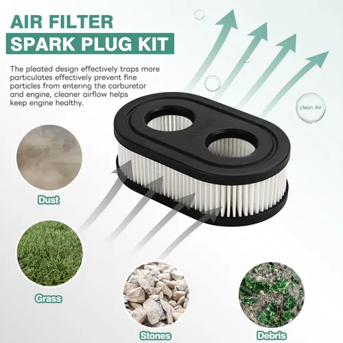 Miniatura 3 de 593260 Bujía de filtro de aire compatible con Troy-Bilt TB110 TB115 TB200 TB230 TB330 TB370 Filtro de aire para cortacésped 798452 334404、4247 5432K