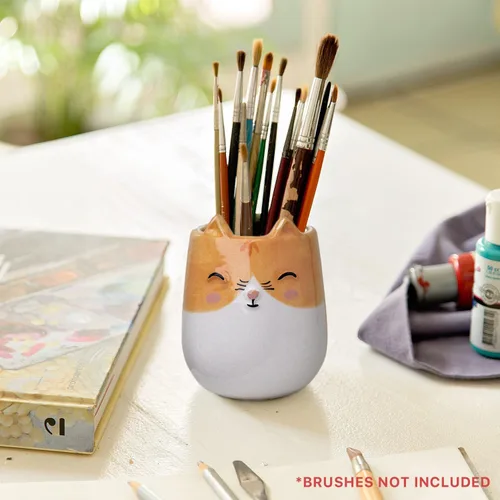 Miniatura 3 de maceta de cerámica con forma de gatito para interiores y exteriores, 3 x 3 x 4 pulgadas, diseño lindo pintado a mano en Argentina, con conveniente