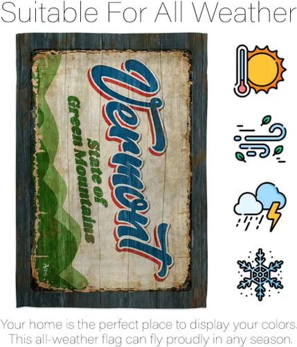 Miniatura 6 de Vermont - Juego de bandera vintage de jardín, colgador de pared de Estados Unidos, territorios de Estados Unidos, República de Estados Unidos, área