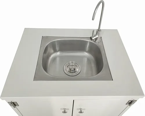 Miniatura 9 de Gabinete de acero Fregadero portátil Fregadero autónomo Estación de lavado de manos Fregadero móvil Fuente de agua Fuente de agua 110V/12V