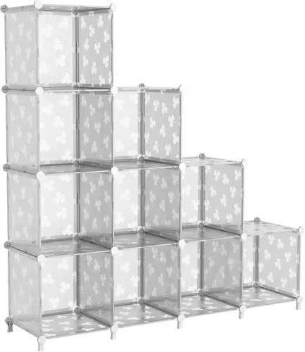 Miniatura 16 de UNKU Organizador de almacenamiento de cubos, 16 cubos organizadores de armario, estantes de almacenamiento, estantería apilable para bricolaje, Negro