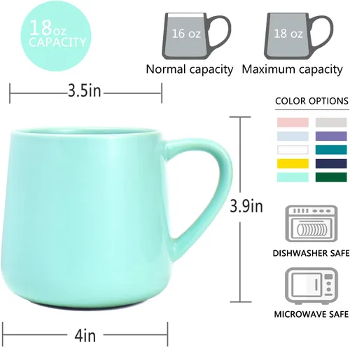 Miniatura 3 de Bosmarlin Taza de café grande de cerámica brillante, taza de té para la oficina y el hogar, 18 onzas, adecuada para lavavajillas y microondas