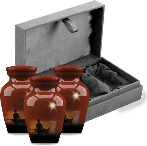Miniatura 10 de Forever URNS - Urna funeraria de cremación para adultos con tema clásico de hombre de pesca para cenizas humanas de mujeres y hombres, 320 pulgadas