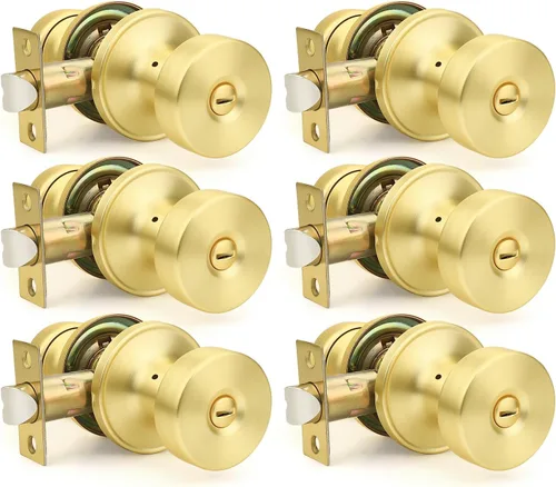 Miniatura 18 de Orger Paquete de 1 pomo de puerta interior negro mate, perilla de puerta de privacidad reversible con cerradura, pomo redondo sin llave para baño