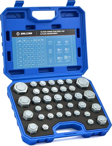 Miniatura 8 de ZELCAN Kit de tapón y tapón de manguera hidráulica, 64 piezas JIC Plug and Cap Surtido Kit con rosca de 37° para tablero tamaño 4 6 8 10 12 16, kit