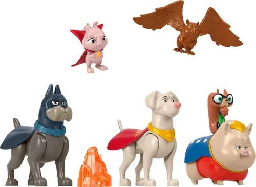Fisher-Price DC League of Super-Pets - Figura de juguetes preescolares, Krypto Ace PB Chip Pigasus y Lulu para juegos de simulación para niños a