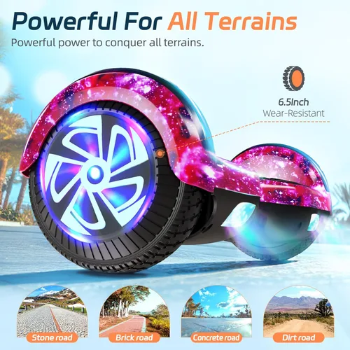 Miniatura 2 de Scooter con luces LED Bluetooth Corlorful, ruedas de 6.5 pulgadas, scooter de motor dual de 300 W para niños, niñas, niños y adultos, todas