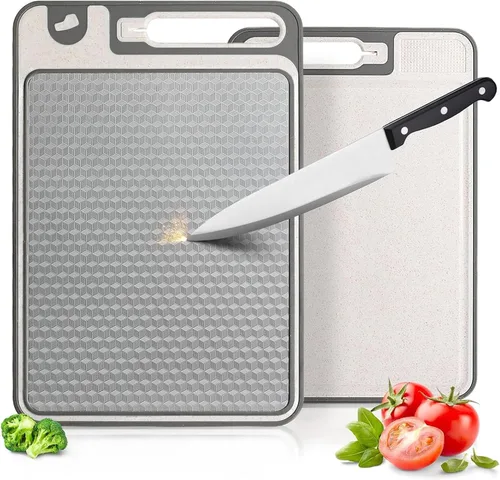 Tabla de cortar de acero inoxidable, tablas de cortar de 14 x 10 pulgadas para cocina, apta para lavavajillas, resistente a los arañazos con ranura