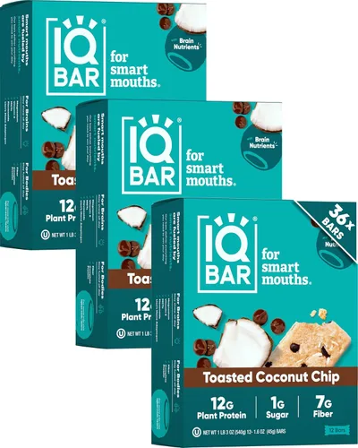 Miniatura 35 de IQBAR - Barras de proteínas para el cerebro y el cuerpo a base de plantas - Banana y nuez - 24 unidades - Keto, veganas, bajas en carbohidratos