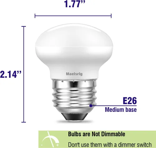 Miniatura 2 de Maelsrlg Bombilla LED R14 de 4 W (equivalente a 40 W), mini bombillas reflectoras de luz de inundación 5000 K, luz diurna, bombilla de gabinete